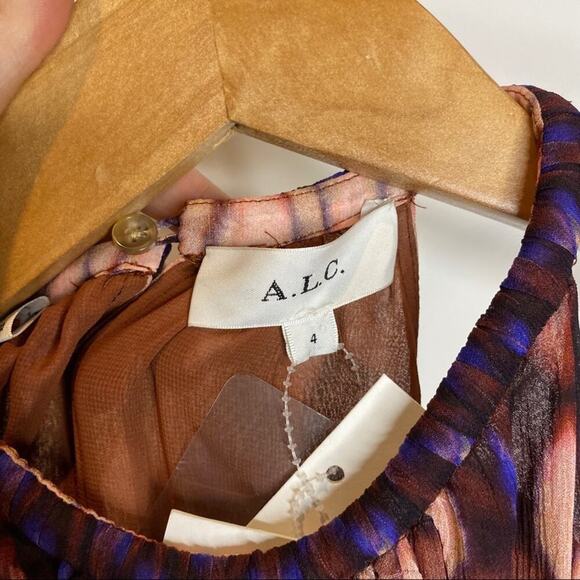 NWT ALC Elara Silk Printed Halter Dress - Picture 7 of 11